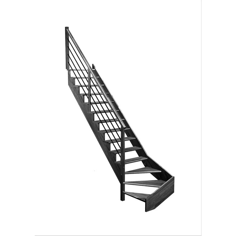 Escalier Ouessant quart tournant bas rampe Régate tubes acier