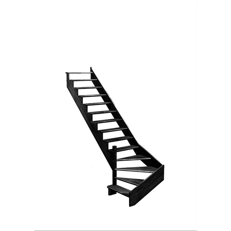 Escalier Ouessant quart tournant bas avec marche débordante sans rampe