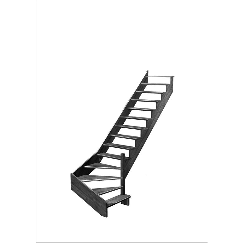Escalier Ouessant quart tournant bas avec marche débordante sans rampe