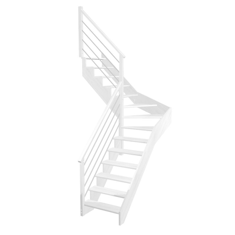 Escalier Ouessant quart tournant intermédiaire rampe Régate tubes inox