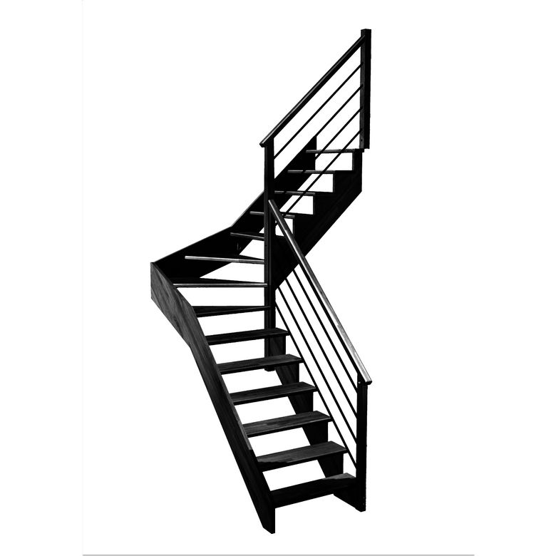 Escalier Ouessant quart tournant intermédiaire rampe Régate tubes acier