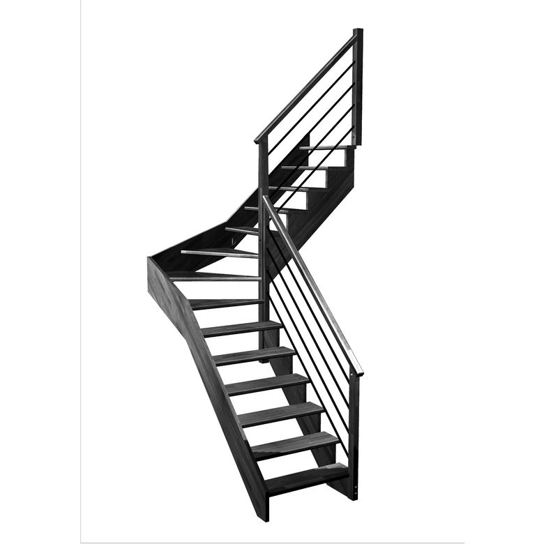 Escalier Ouessant quart tournant intermédiaire rampe Régate tubes inox