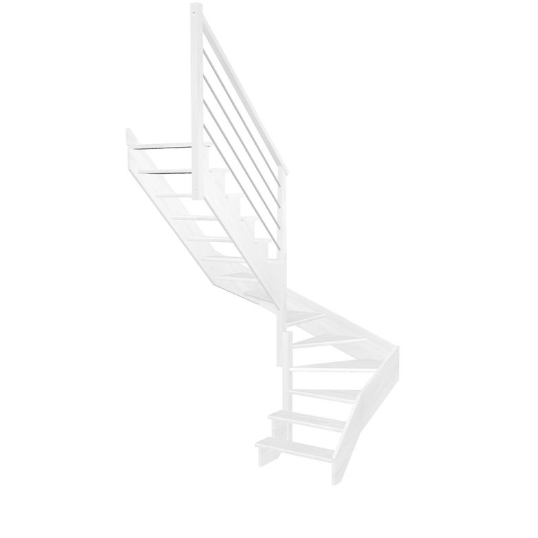 Escalier Ouessant double quart tournant intermédiaire rampe Régate tubes acier