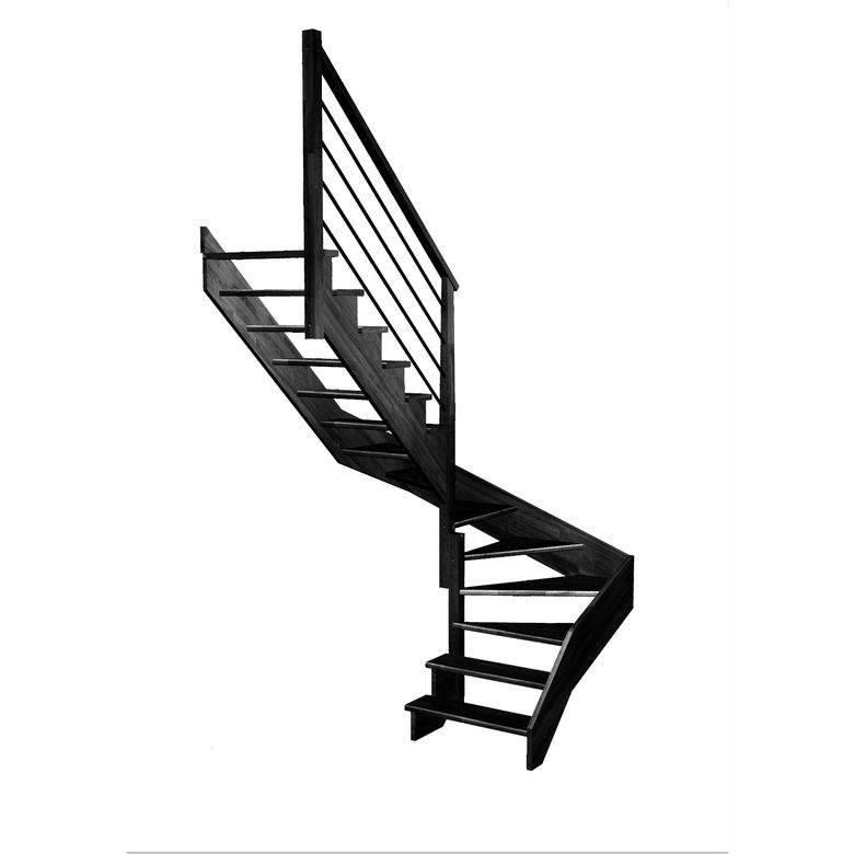 Escalier Ouessant double quart tournant intermédiaire rampe Régate tubes acier
