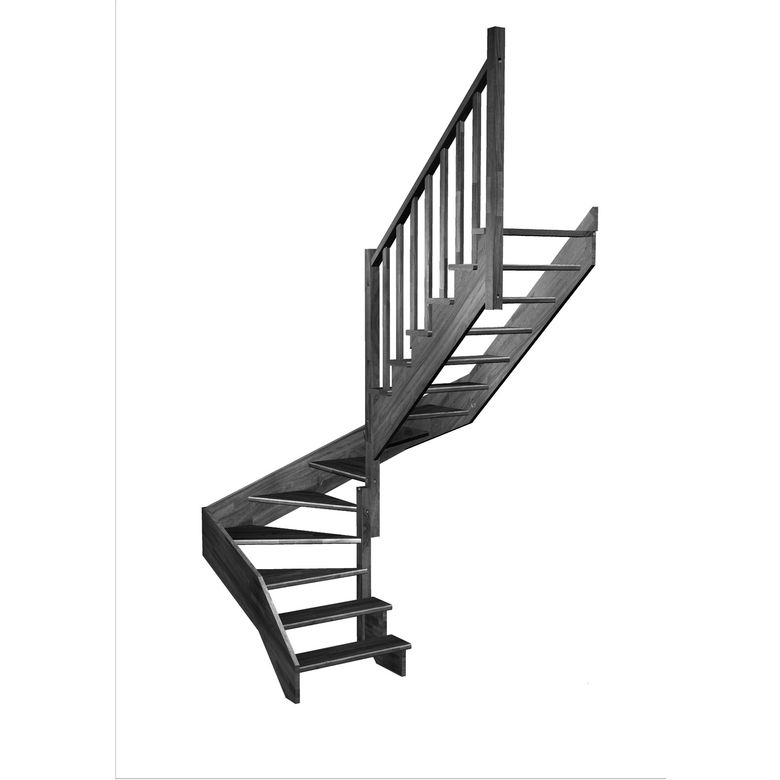 Escalier Ouessant double quart tournant intermédiaire sans rampe
