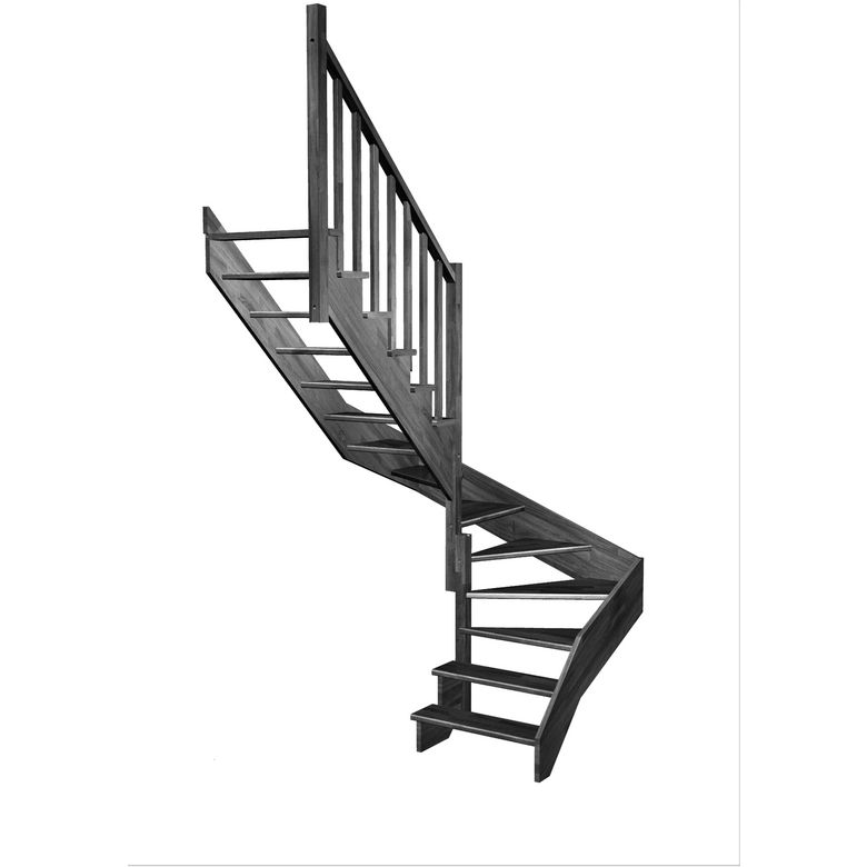 Escalier Ouessant double quart tournant haut & bas sans rampe