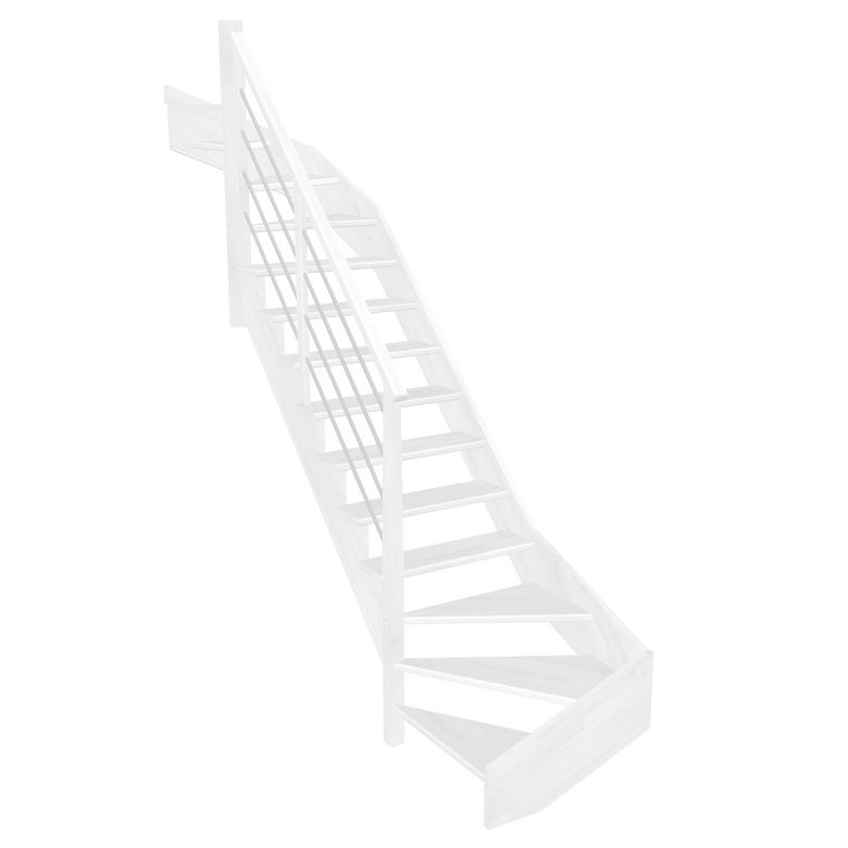 Escalier Ouessant double quart tournant haut & bas rampe Régate tubes acier