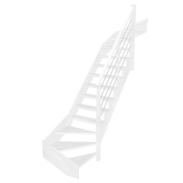 Escalier Ouessant double quart tournant haut & bas rampe Régate tubes inox