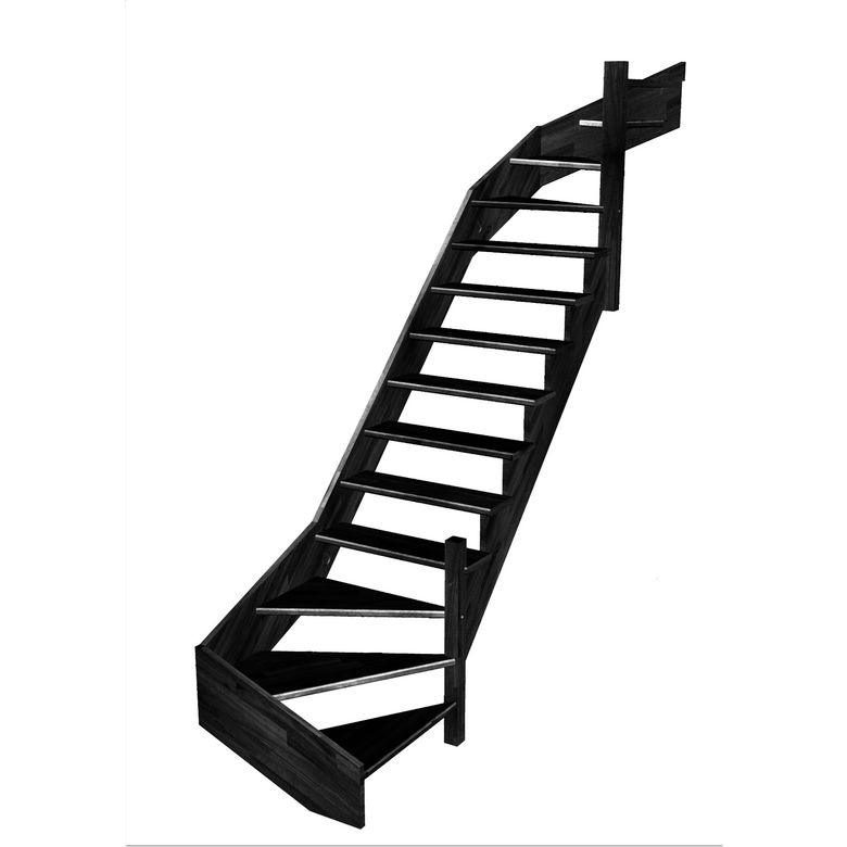 Escalier Ouessant double quart tournant haut & bas sans rampe