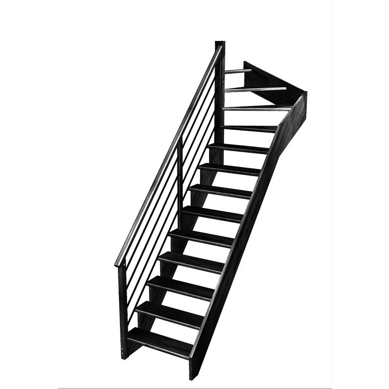 Escalier Ouessant quart tournant haut rampe Régate tubes inox