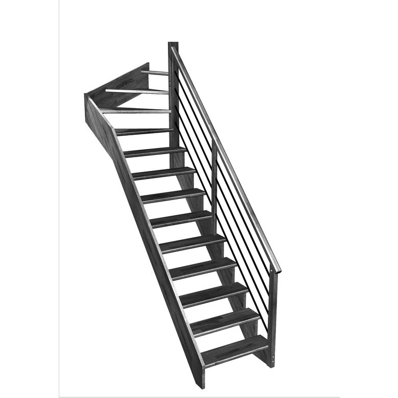 Escalier Ouessant quart tournant haut rampe Régate tubes acier