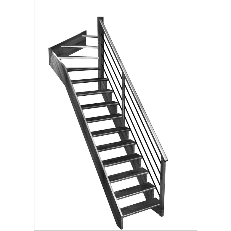 Escalier Ouessant quart tournant haut rampe Régate tubes inox