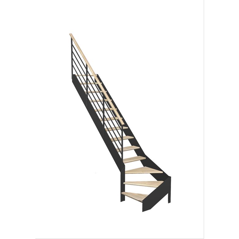 Escalier Estelle quart-tournant bas rampe Fera main bois