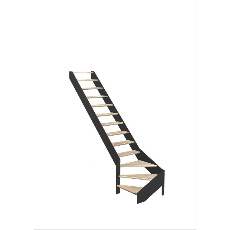 Escalier Estelle 1/4 t. bas hêtreLCA s/rampe  H.274 R.284 Gauche Main Image