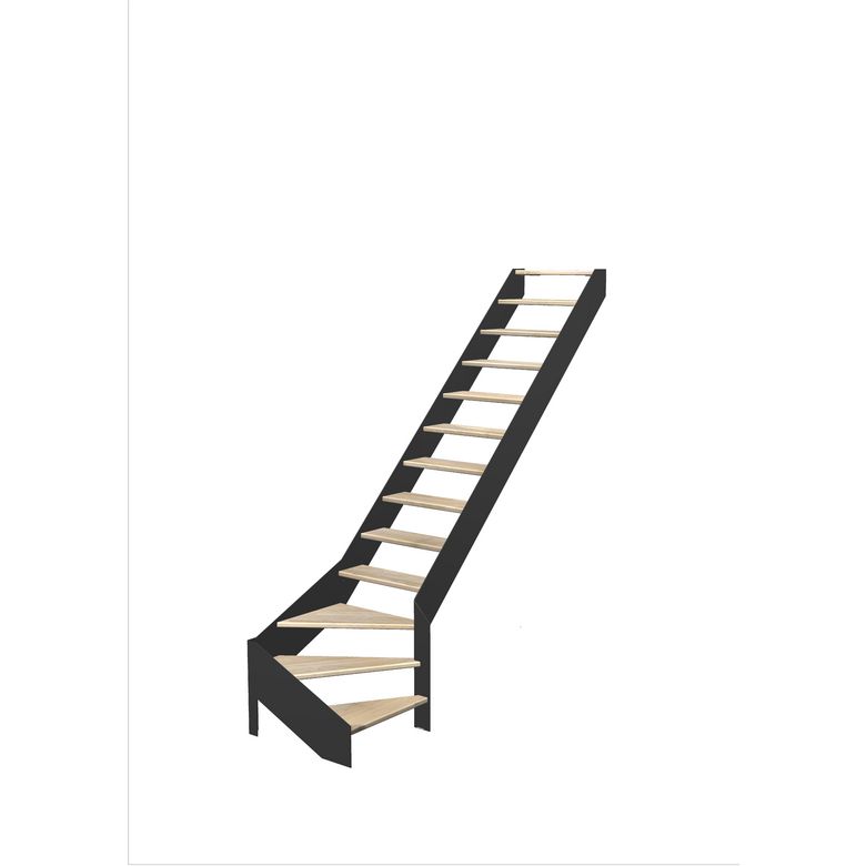 Escalier Estelle 1/4 t. bas hêtreLCA s/rampe H.274 R.284 Droite Main Image