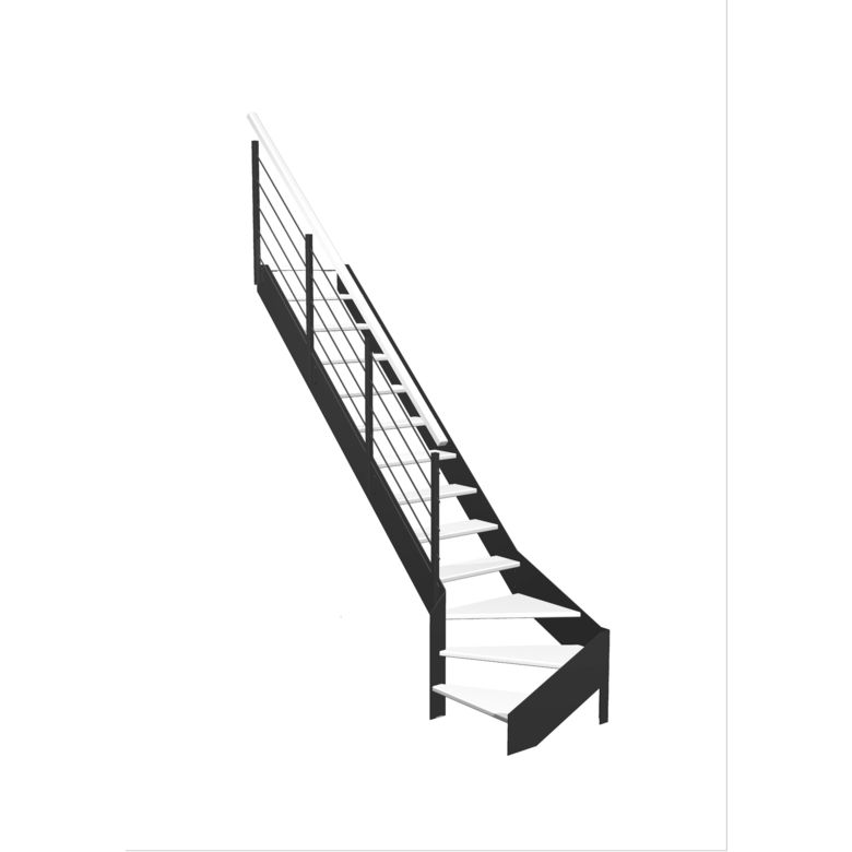 Escalier Estelle quart-tournant bas rampe Epure tubes inox