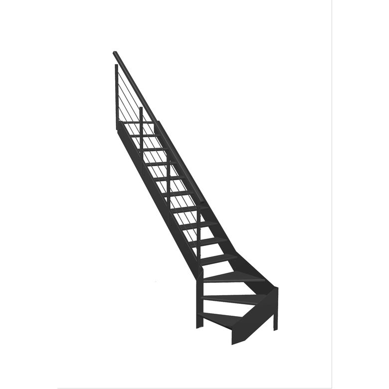 Escalier Estelle quart-tournant bas rampe Epure tubes inox