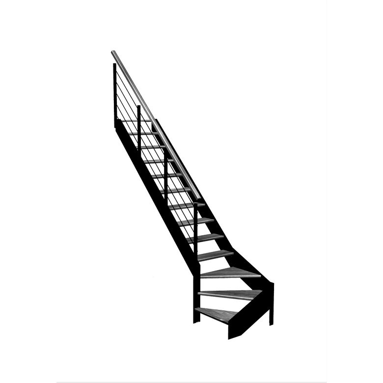 Escalier Estelle quart-tournant bas rampe Epure tubes inox