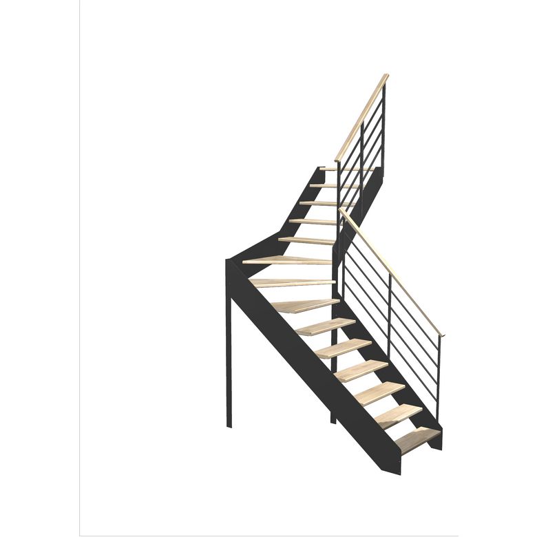 Escalier Estelle quart-tournant intermédiaire rampe Fera main bois