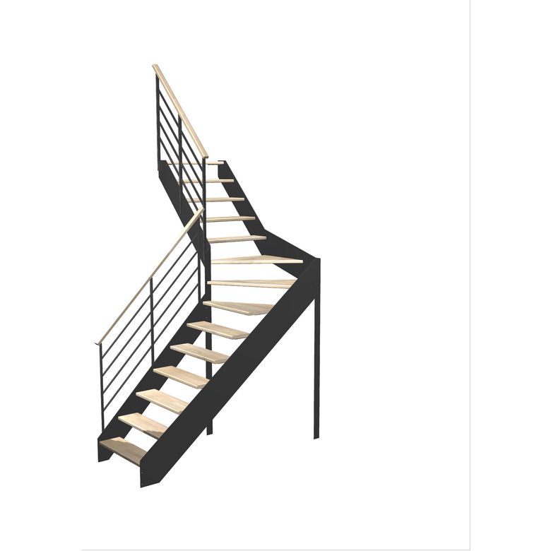 Escalier Estelle quart-tournant intermédiaire rampe Fera main bois