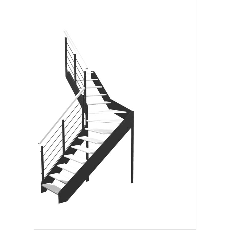 Escalier Estelle quart-tournant intermédiaire rampe Epure tubes inox