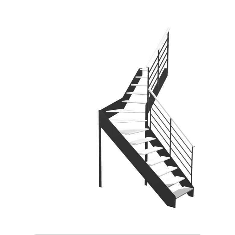Escalier Estelle quart-tournant intermédiaire rampe Fera main bois