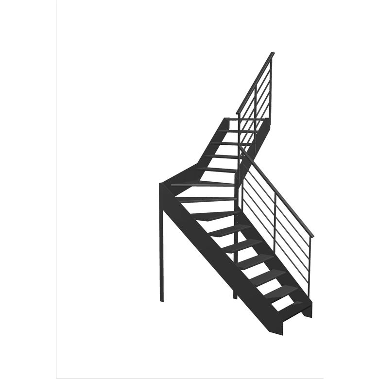 Escalier Estelle quart-tournant intermédiaire rampe Fera main bois