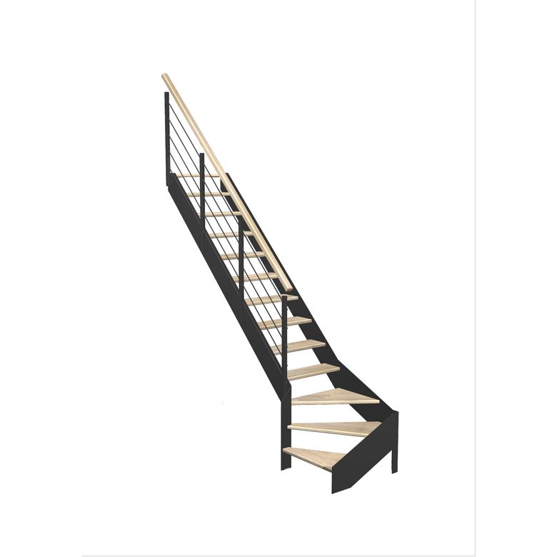 Escalier Estelle quart-tournant bas rampe Epure tubes inox