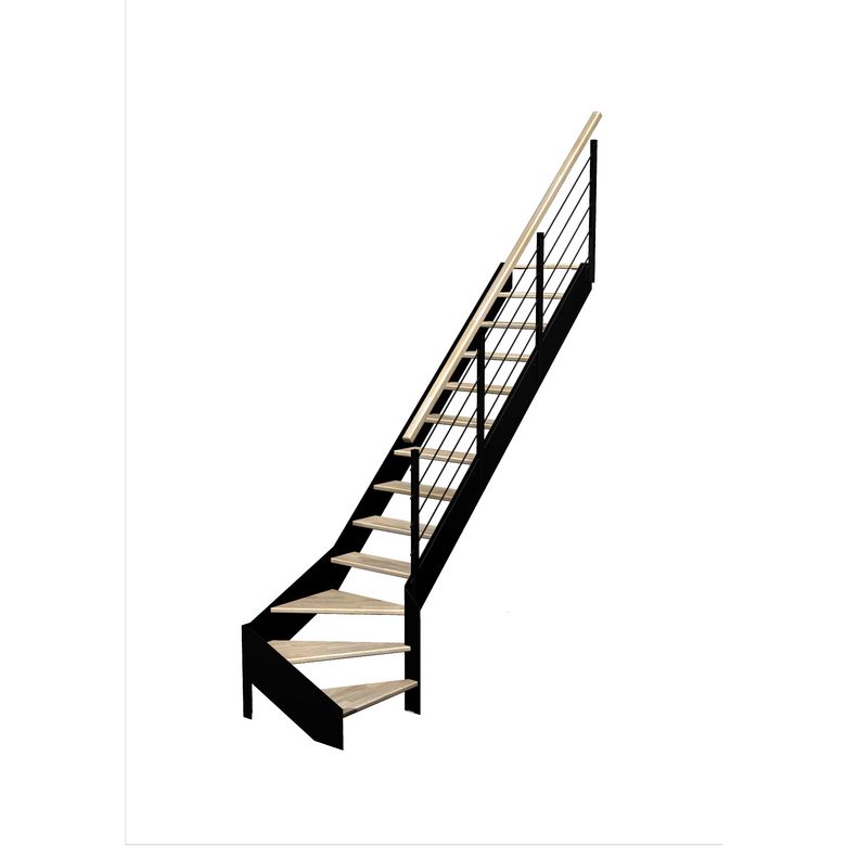 Escalier Estelle quart-tournant bas rampe Epure tubes inox