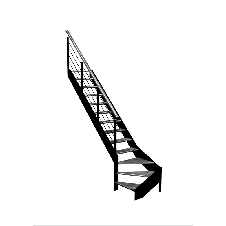 Escalier Estelle quart-tournant bas rampe Epure tubes inox