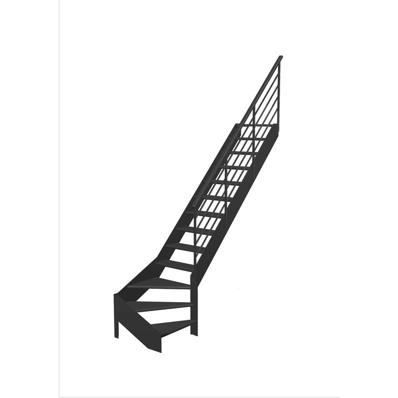 Escalier Estelle quart-tournant bas rampe Fera main bois