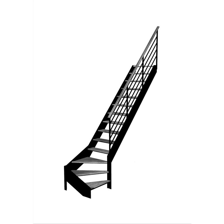 Escalier Estelle quart-tournant bas rampe Fera main bois