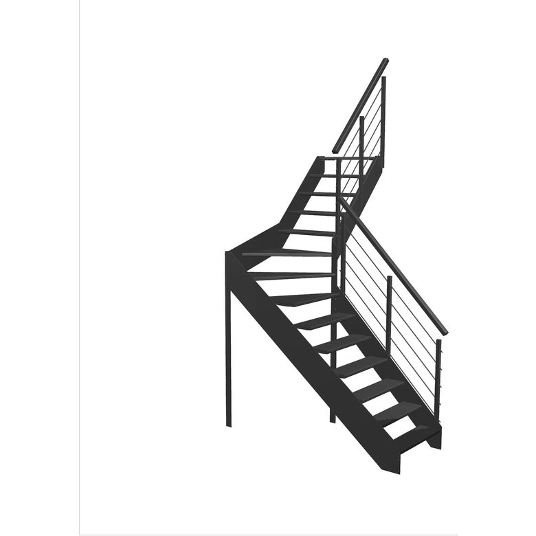 Escalier Estelle quart-tournant intermédiaire rampe Epure tubes inox