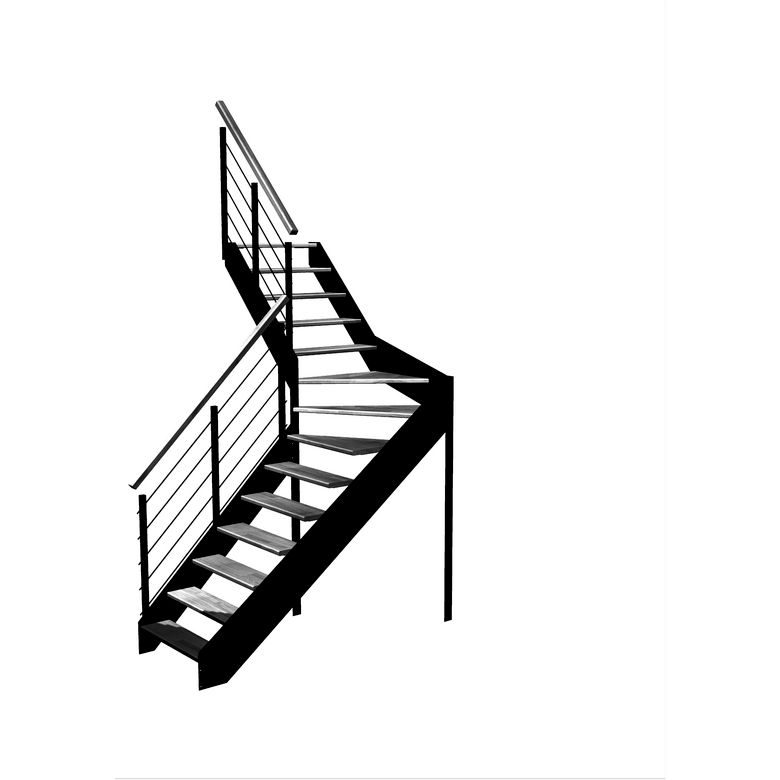 Escalier Estelle quart-tournant intermédiaire rampe Epure tubes inox