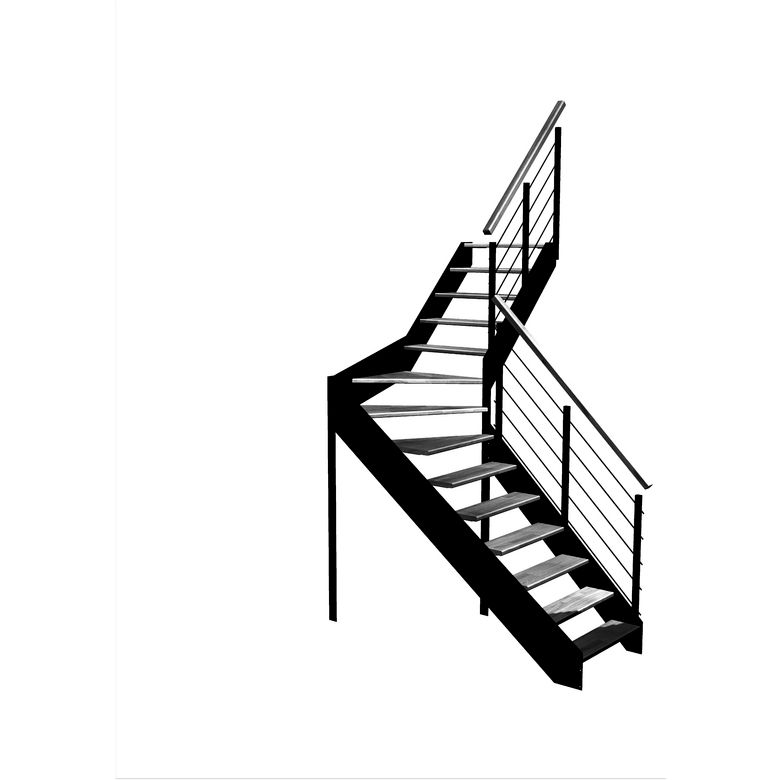 Escalier Estelle quart-tournant intermédiaire rampe Epure tubes inox