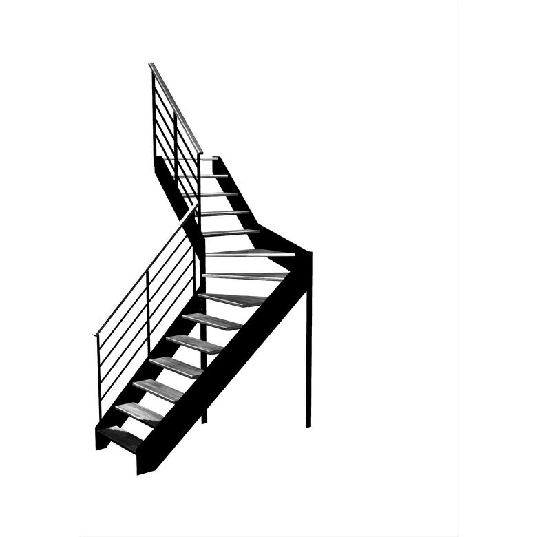 Escalier Estelle quart-tournant intermédiaire rampe Fera main bois