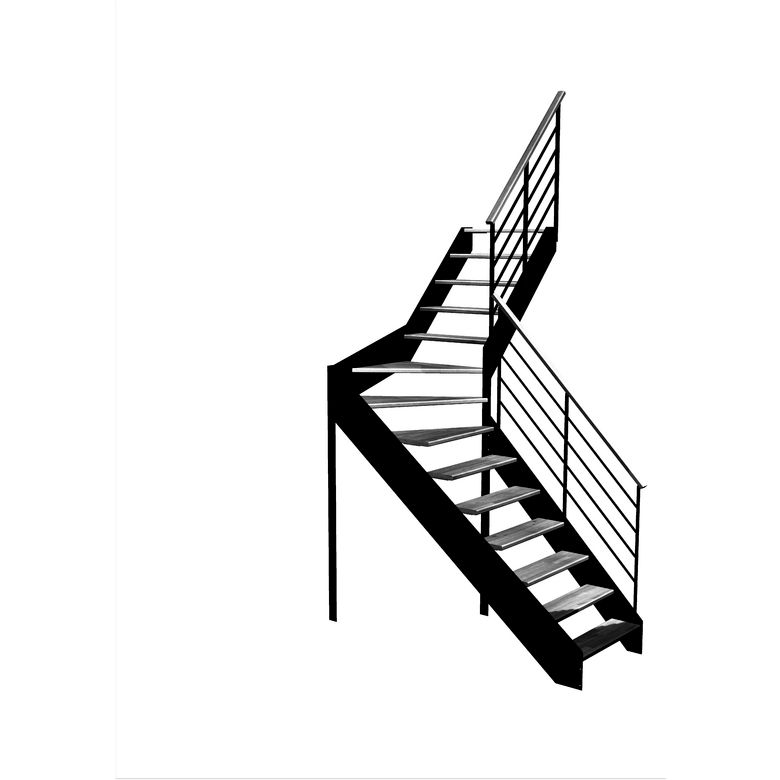 Escalier Estelle quart-tournant intermédiaire rampe Fera main bois