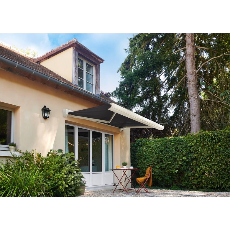 Store banne Gaïa semi-intégral blanc avec LED - Extérieur - Lapeyre