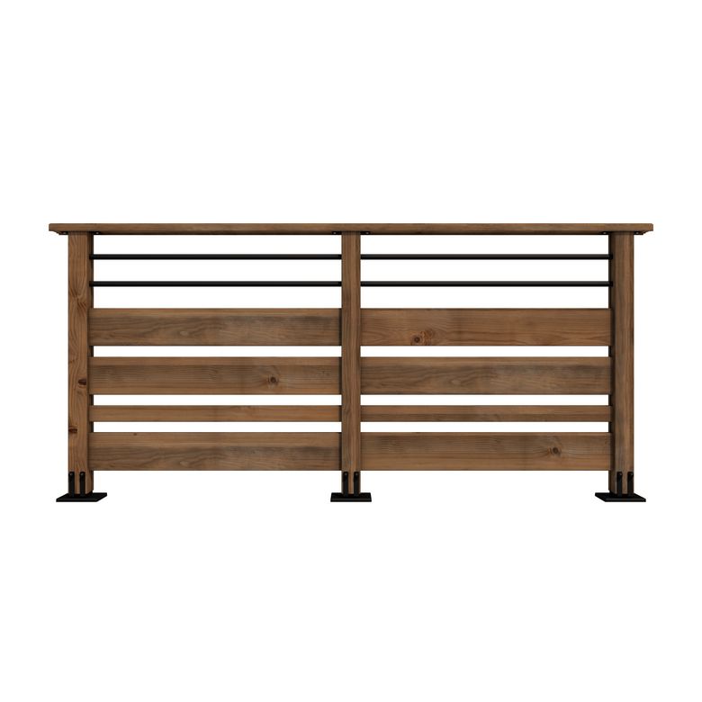 Garde corps SEPIA 4 lames bois et 2 tubes aluminium noir 1 mètre Main Image