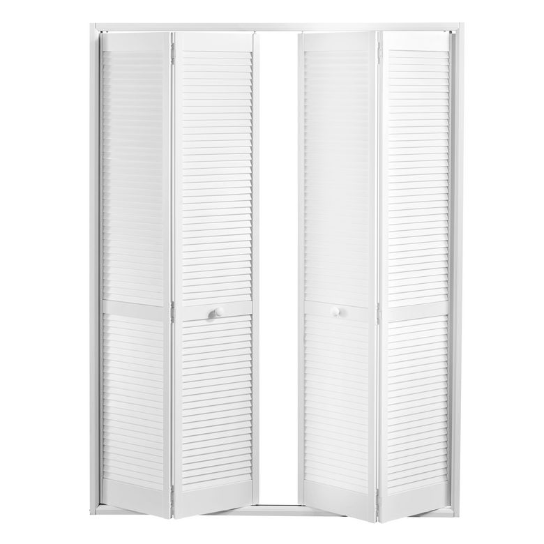 Porte placard RANCH BLANC 2 vantaux de 2 panneaux + rails 205,1 x 120,3 cm Main Image