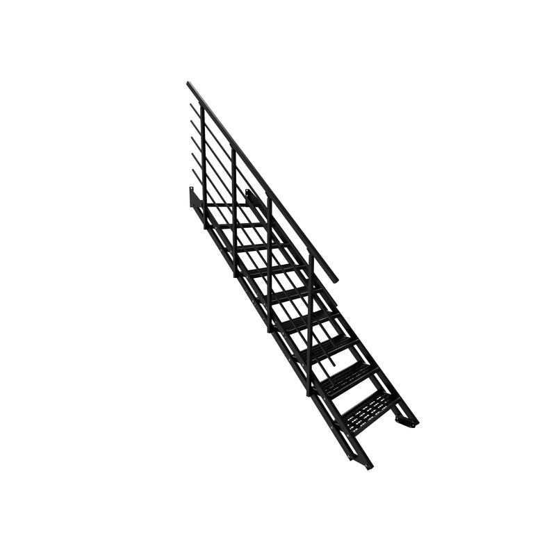 Escalier extérieur NEW YORK 2 droit 8 à 10 marches Métal Caillebotis