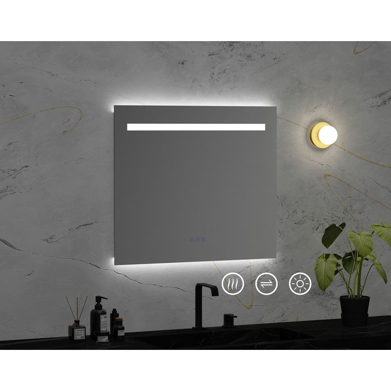 Miroir de salle de bains lumineux 60 cm KAPSUL - Lapeyre