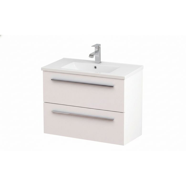 Pack meuble de salle de bains L.80 cm 2 tiroirs, plan vasque + mitigeur FOKUS
