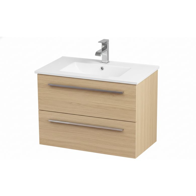 Pack meuble de salle de bains L.80 cm 2 tiroirs, plan vasque + mitigeur FOKUS