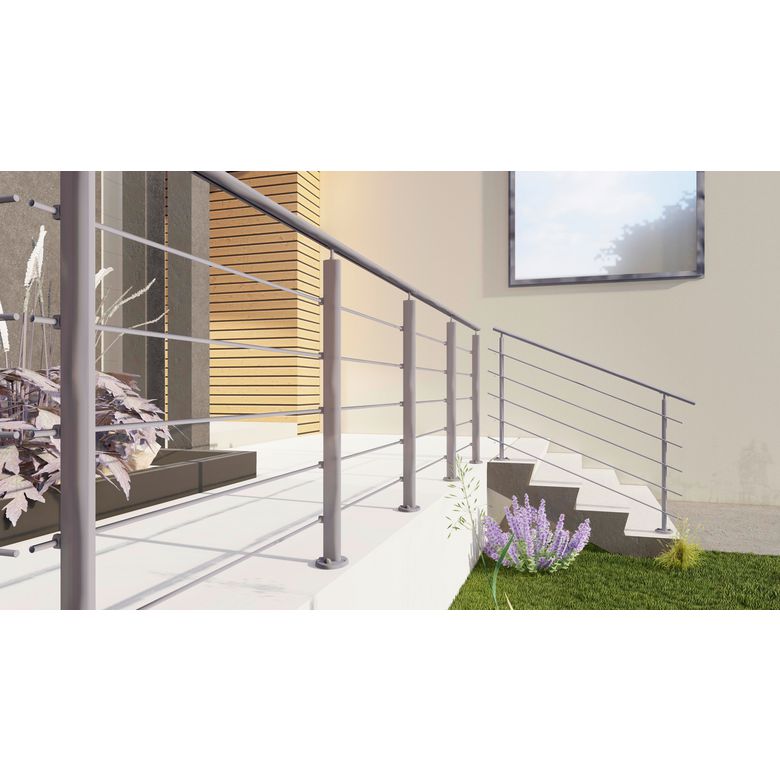 Balustrade Prestio en aluminium - Pack 2M fixation à plat -Lapeyre