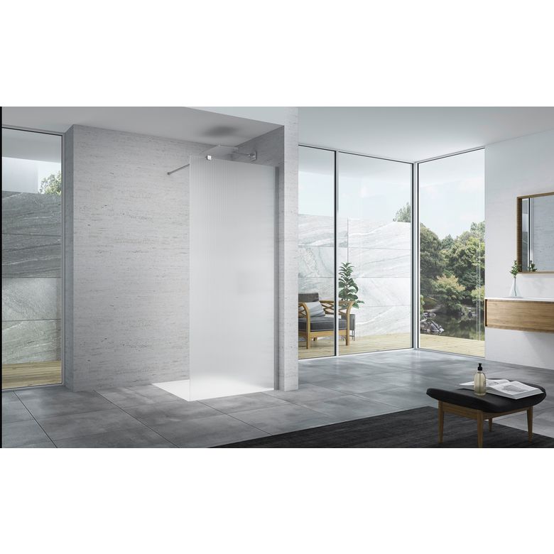 Paroi de douche LINE PRESTIGE verre strié 8 mm chromé | Lapeyre
