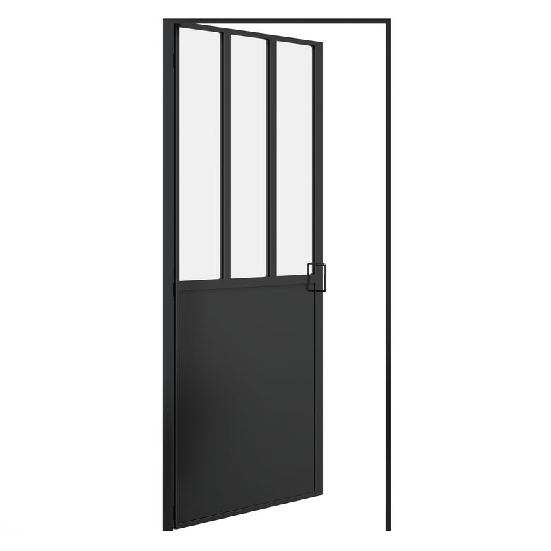 Porte 1/2 vitrée CREATIVE verrière atelier NOIR - Poussant G - H.204 x l.90 Main Image