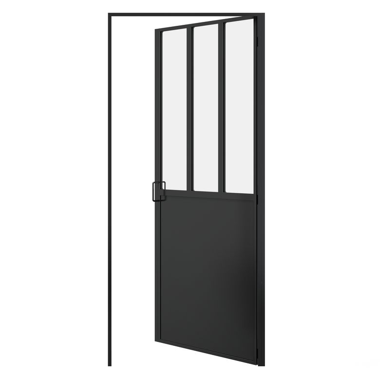 Porte 1/2 vitrée CREATIVE verrière atelier NOIR - Poussant D - H.204 x l.90 Main Image