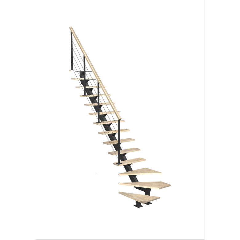 Escalier Elliot quart tournant bas rampe Cubik câbles