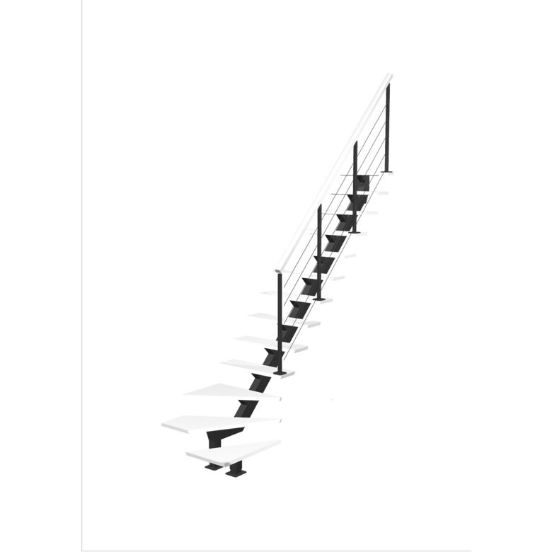 Escalier Elliot quart tournant bas rampe Cubik câbles